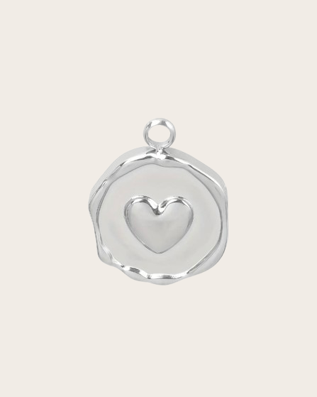 Herz Charm Rund Silber